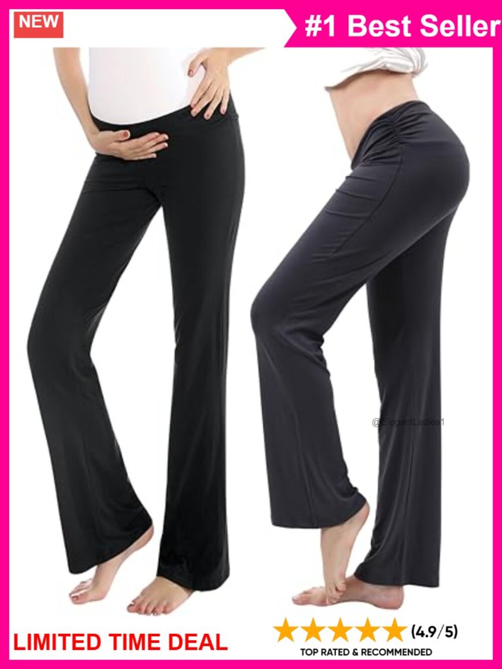 Alina Mae Maternity Pajama Pants Stretchy Wide Leg Palazzo Lounge PJs